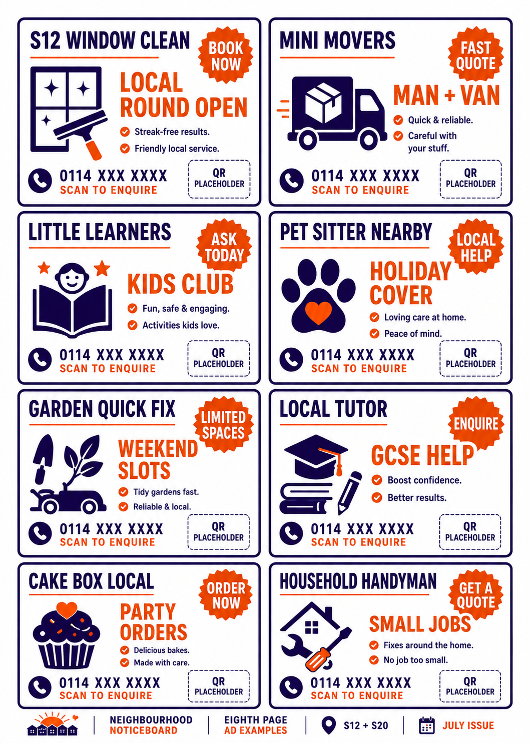 Eighth page advert mockup